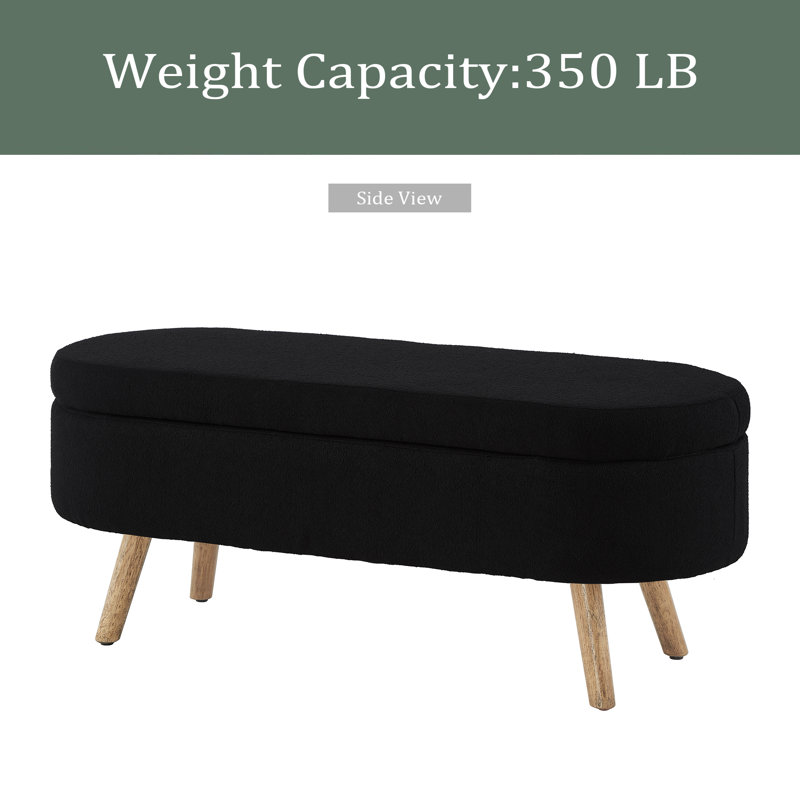Banc de rangement avec repose-pieds ovale Luxury, Noir