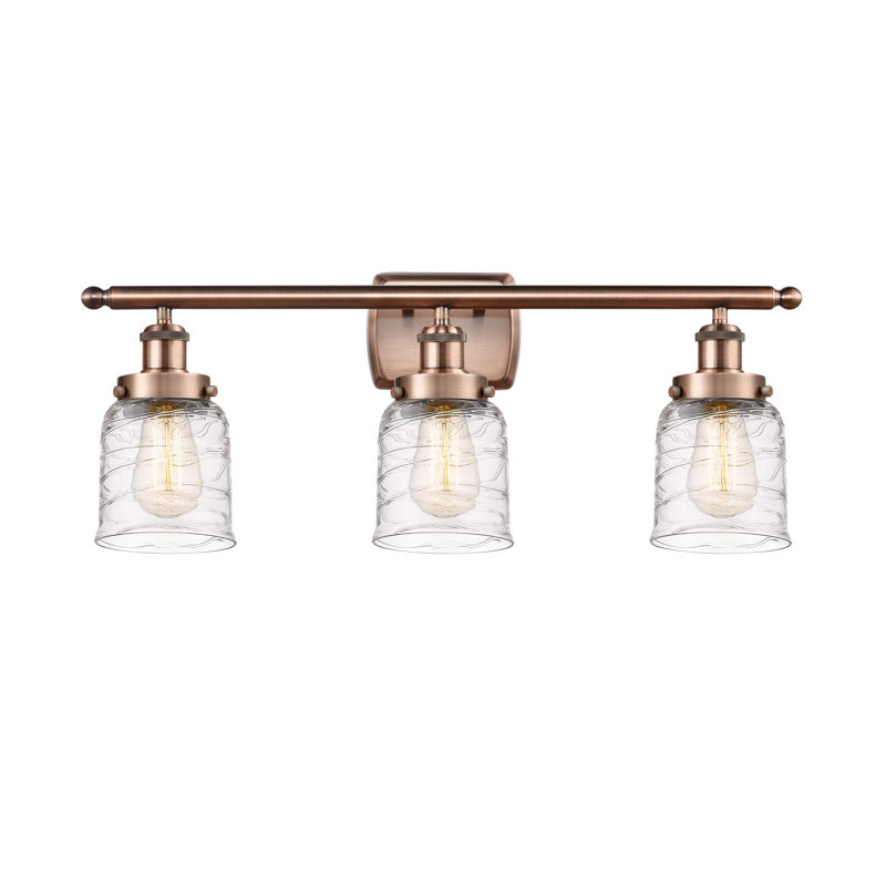Éclairage pour meuble-lavabo en cuivre antique à 3 lumières Yaneira, Cuivre antique, Incandescente