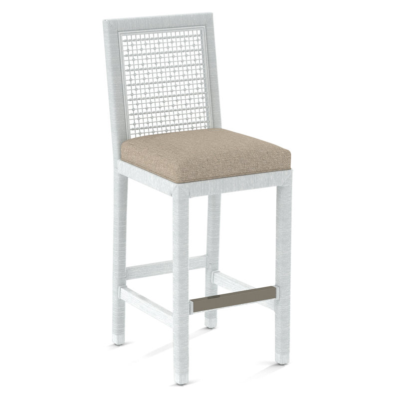 Pine Isle Bar Stool, Moss Chenille; 0344-43, Frost White