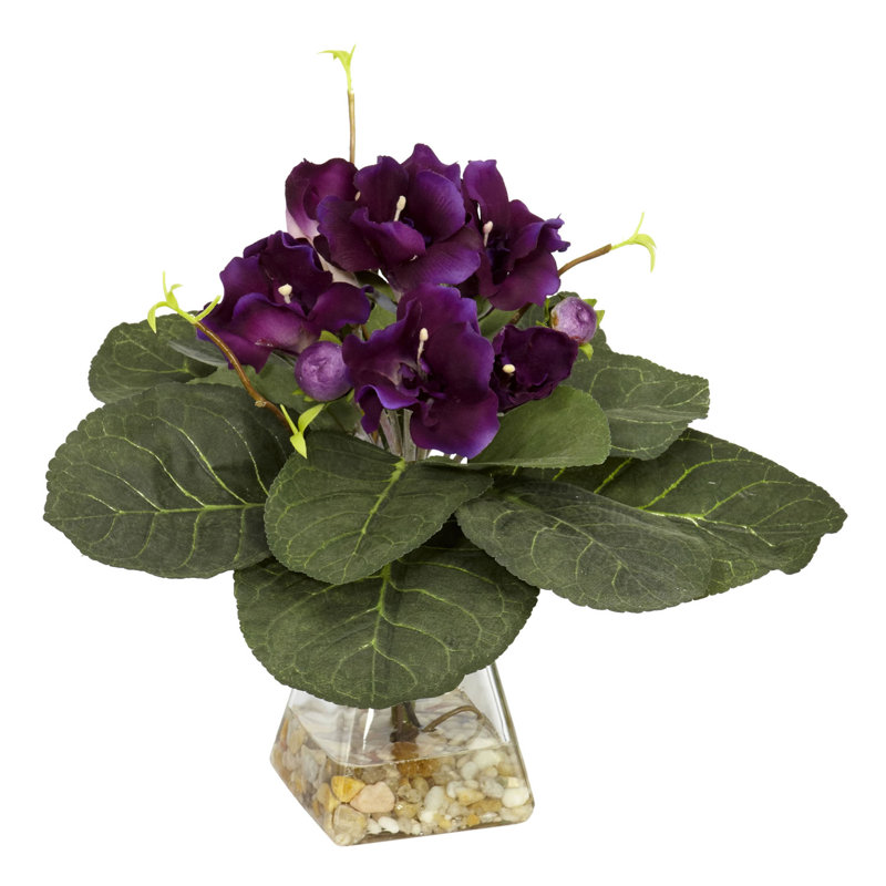 Arrangement floral gloxinia de bureau en vase