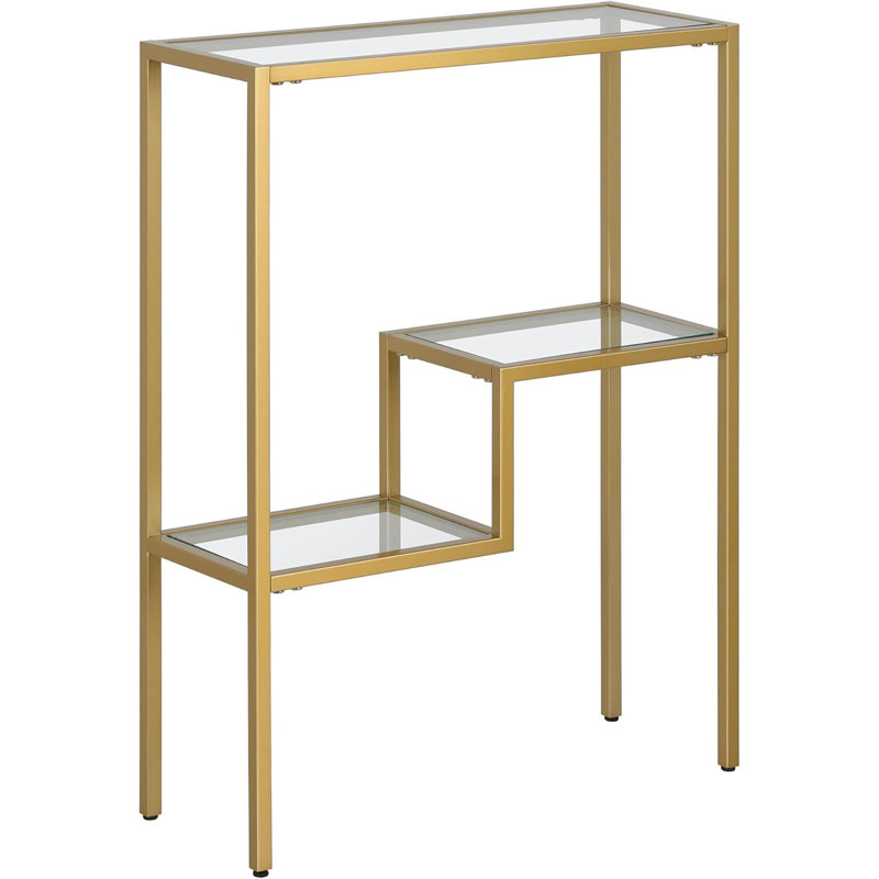 Modern Brass Rectangular Console Table For Entryway, Living Room, Or Hallway Accent