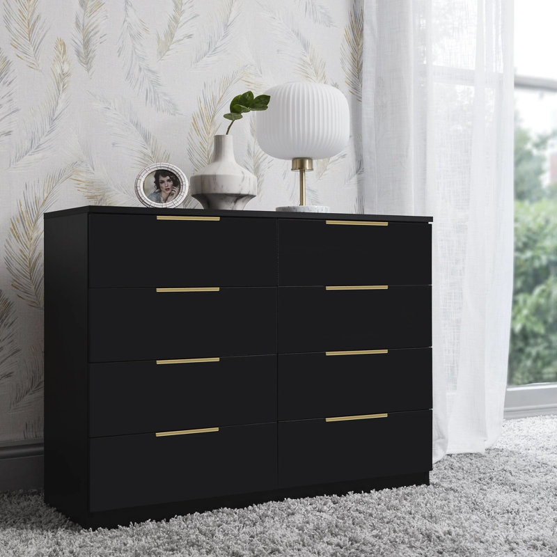 Glenhaven 98cm W 8 - Drawer Chest of Drawers, Black