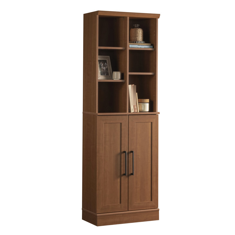 Armoire de rangement brune pour salle de bain, cuisine ou buanderie, aménagement réglable, amplement compacte avec portes, six tablettes, assemblage rapide