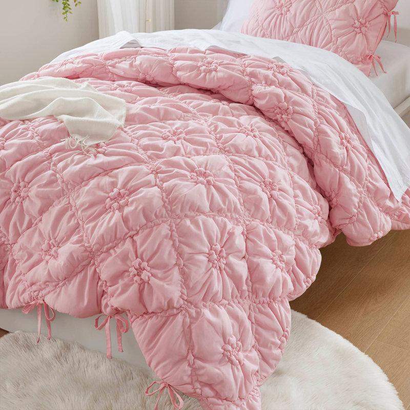 2PCS  Comforter Set, Twin Comforter + 1 Pillow Sham, Pink