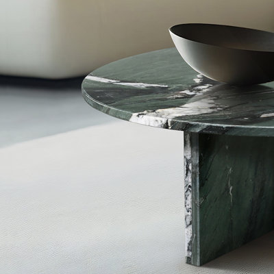 Table basse de luxe en marbre naturel vert, petite table de salon avec surface polie