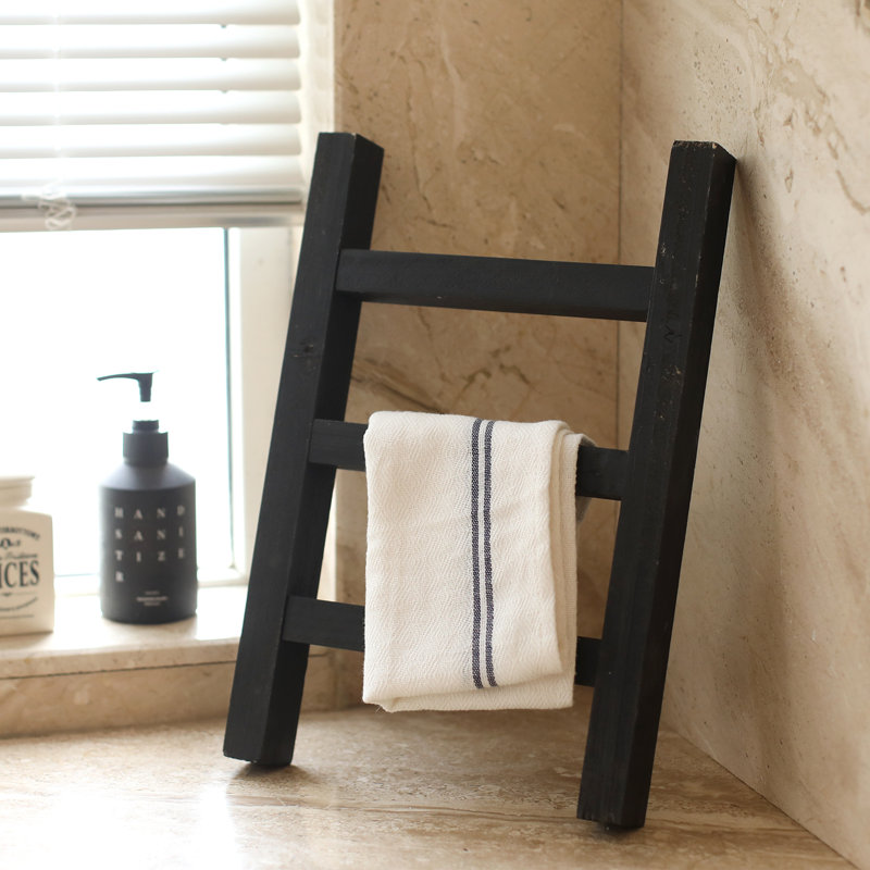 Échelle à serviette en bois pour comptoir, Noir, noir, noir, noir
