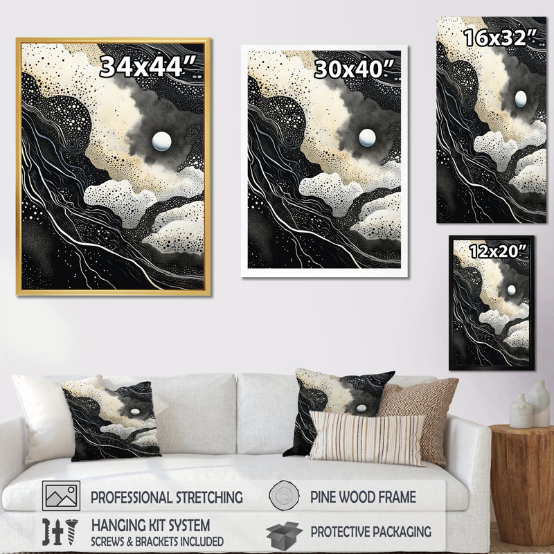 Deep Marine Scenes Modern Collage II - impressions sur toile abstraites, H 20 po x l 12 po x P 1 po, Cadre doré simple