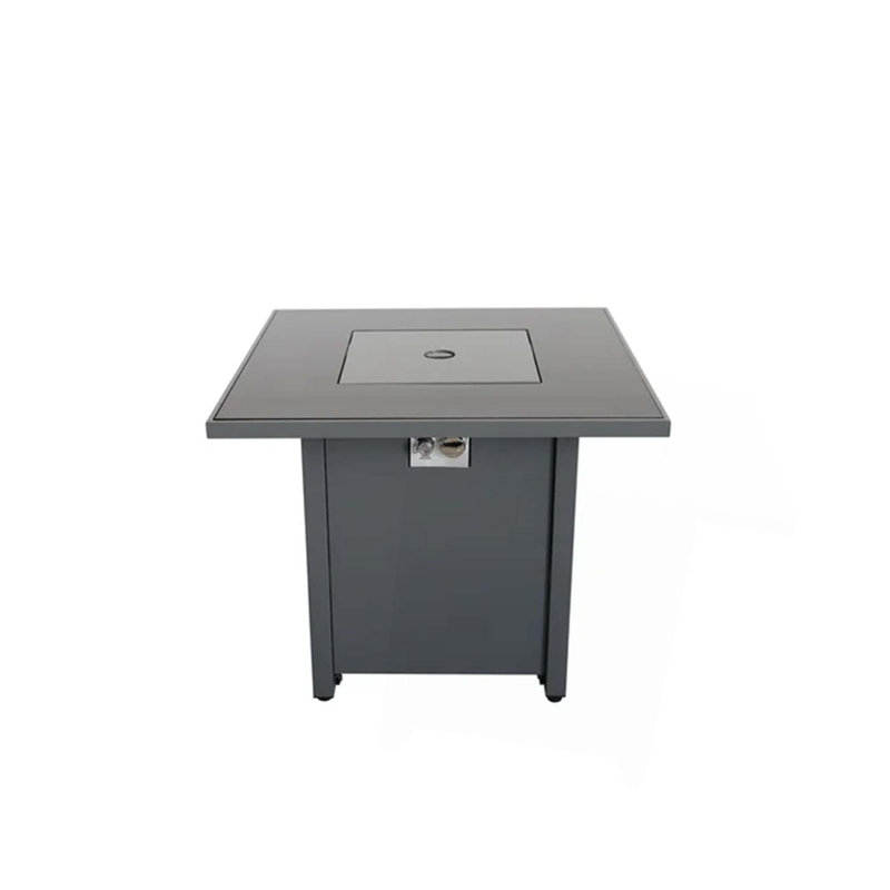 Foyer en métal thermolaqué avec plateau en verre fumé