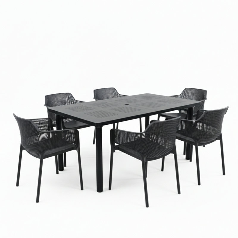 Byrge 6 - Person Patio Dining Set with Rectangular Table, Anthracite
