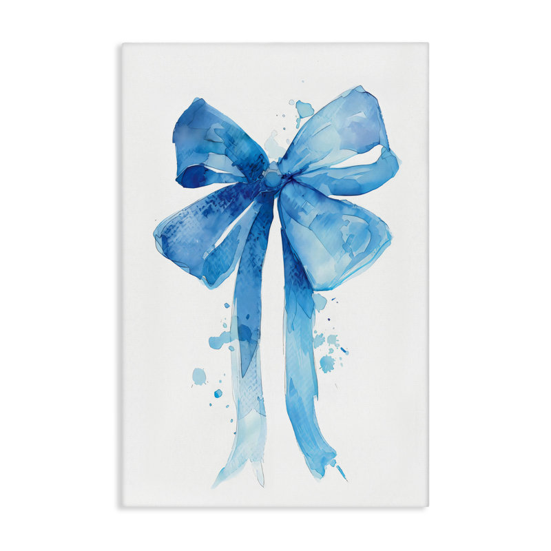«Blue Watercolor Bow Illustration Canvas» par LSR Design Studio, H 45 po x l 30 po