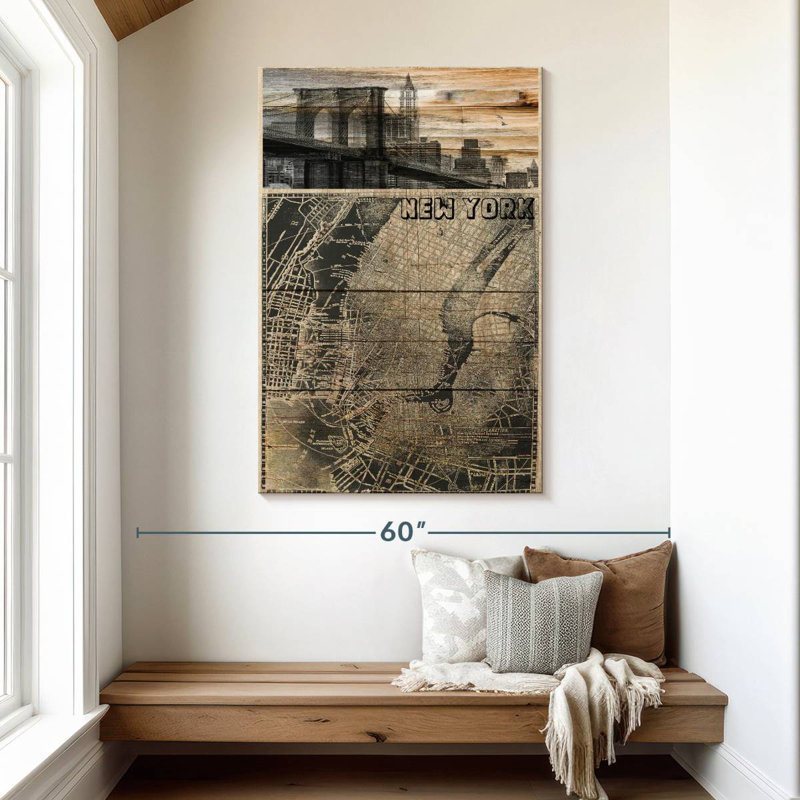 Sireci Retro NYC Map, 48" H x 32" W