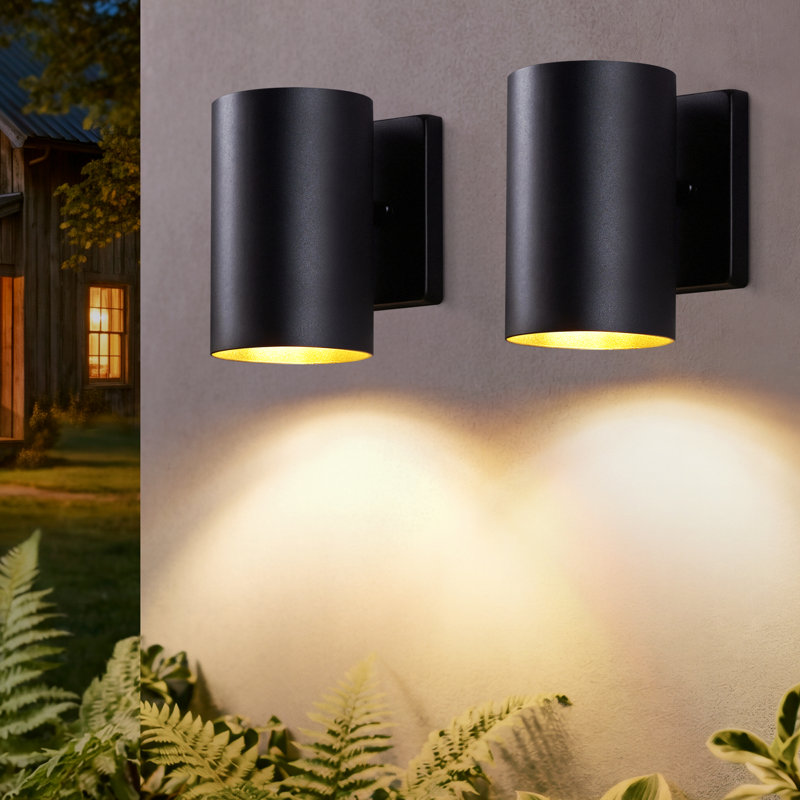 Luminaire mural d'extérieur moderne cylindrique E26 noir mat, lumière de porche imperméable, applique extérieure, pour patio, garage, porte