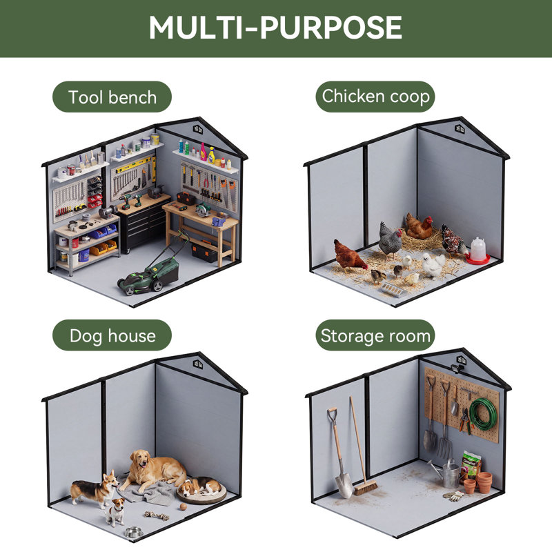 6 ft. W x 8 ft. D Resin Outdoor Storage Shed With Window, Light Grey