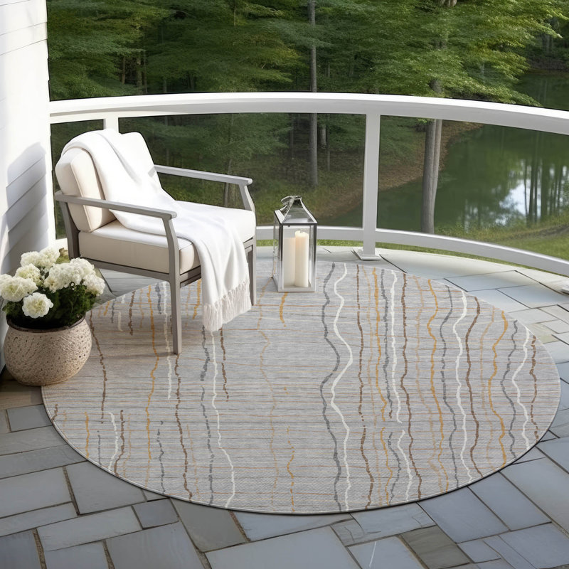 Tapis intérieur / extérieur gris Calista , 8 pi x 8 pi