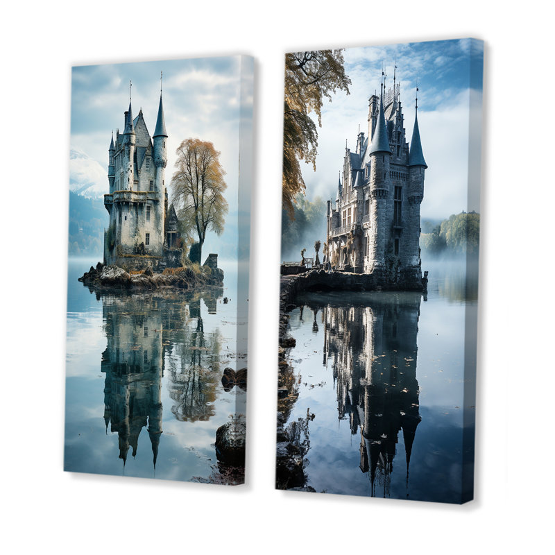 «Castles Dreamy Reflections», 2 pièces sur toile, H 32 po x l 32 po, Toile tendue