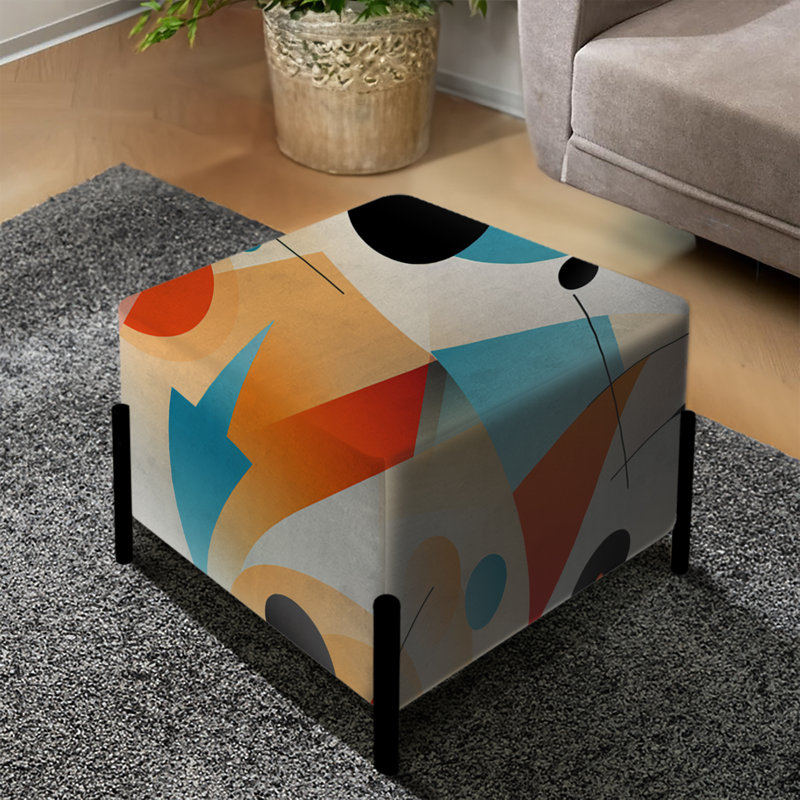 Mid-Century Geometric Resurg - Repose-pieds carré Mid-Century