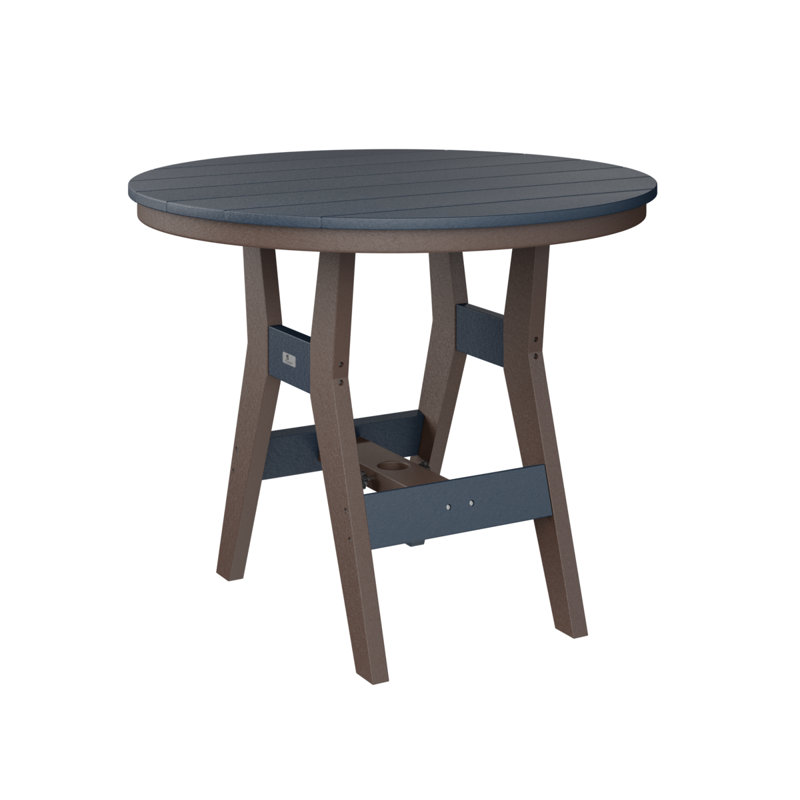 Harbor Outdoor Round Dining Table, Chocolate Brown, Seashell