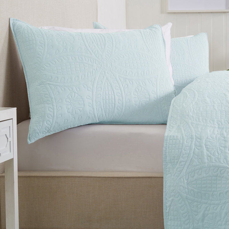 Blue Indigo Full Microfiber Reversible Quilt Set with Shams