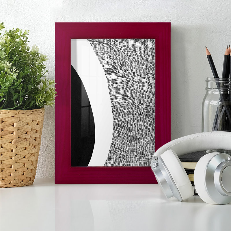 Fredrich noir et blanc abstrait II - reproduction de cadre photo simple, Rouge, H 6 po x l 4 po x P 1 po