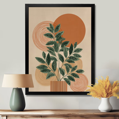 «Green and Orange Minimalisme Herb Elegance», reproduction d'art sur toile botanique verte