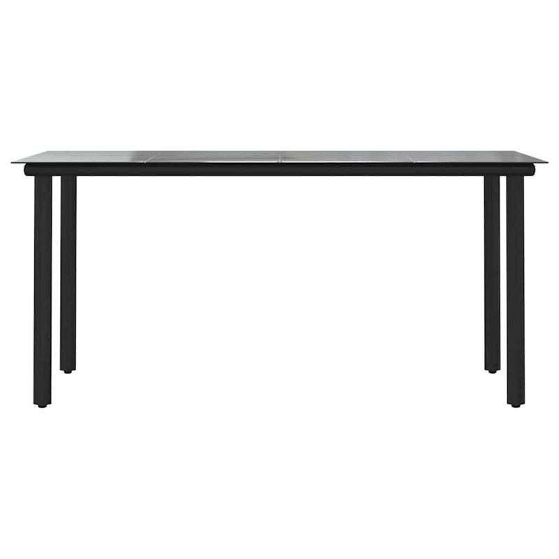 Ensemble repas de patio avec coussins en verre et poly rotin, Gris / Brun, H 29,1 po x l 31,5 po x L 63 po, 6