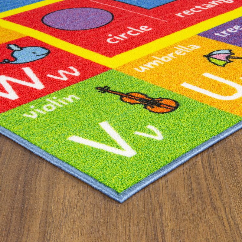 ABC Alphabet Numbers Educational Learning Game Play Non Slip Kids Rug Carpet Classroom Playroom Mat, Rectangle 3'3" x 4'7"