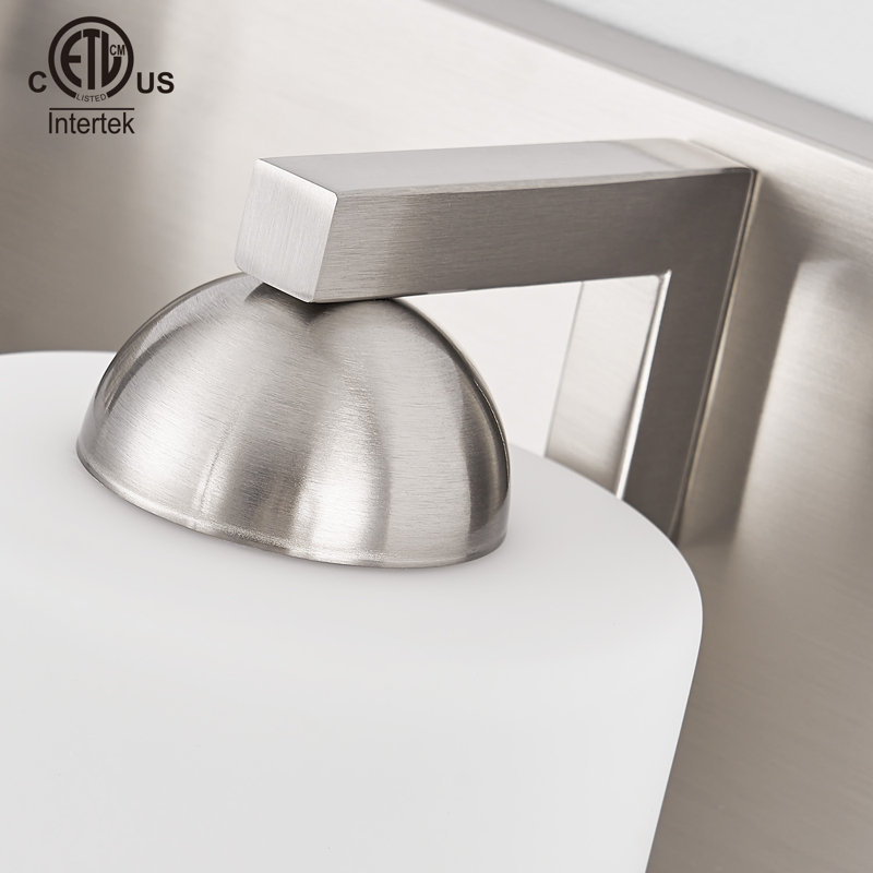 Luminaire de meuble-lavabo de salle de bain avec abat-jour en verre opale, Nickel brossé, 2