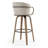 Set of 2 Bette Beige Washed Woven Fabric Swivel Bar Stool with Wood Legs and Copper Iron Arms-743260383