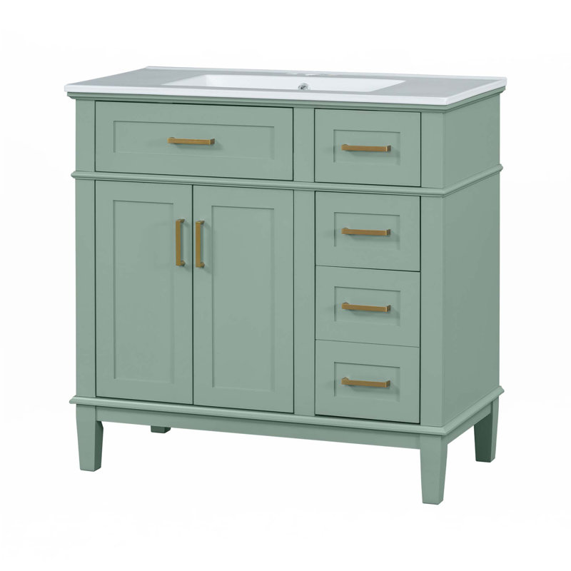 Meuble-lavabo de 36 pouces avec lavabo en résine, Vert