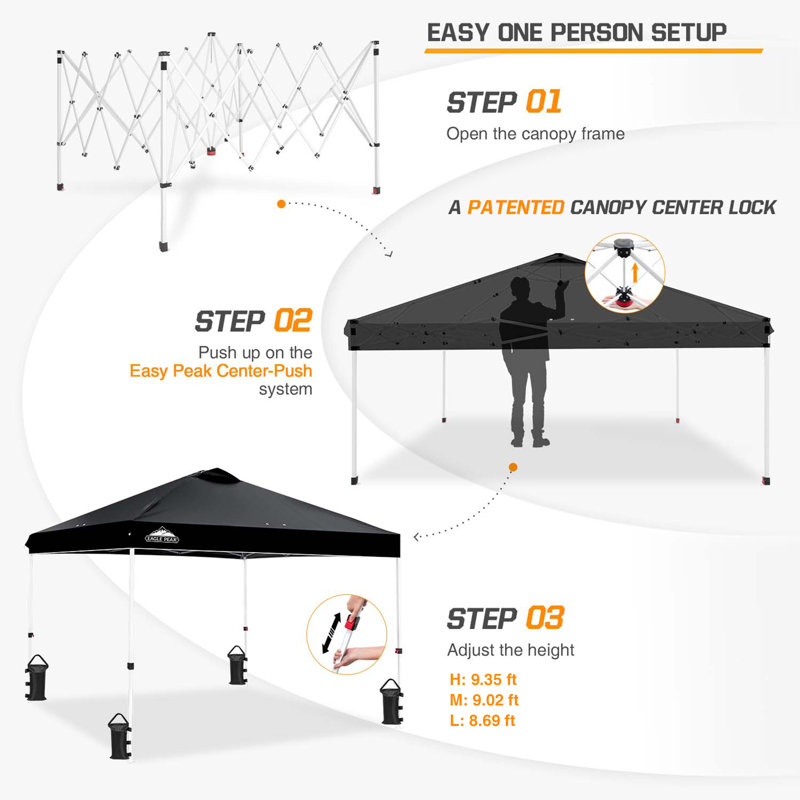 Pavillon escamotable 10 pi X P 10 Auvent en métal, Noir