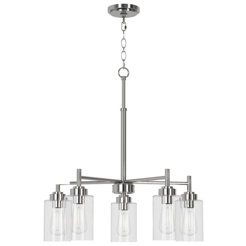 Lustre 5 lumières de 24 po de largeur Wexton, Nickel brossé