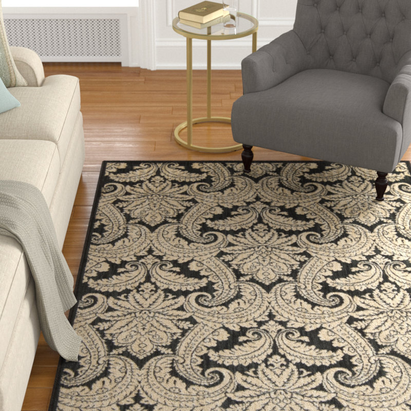 Tapis noir/beige zone Tewkesbury, Rectangle 9 pi 3 po x 12 pi 9 po