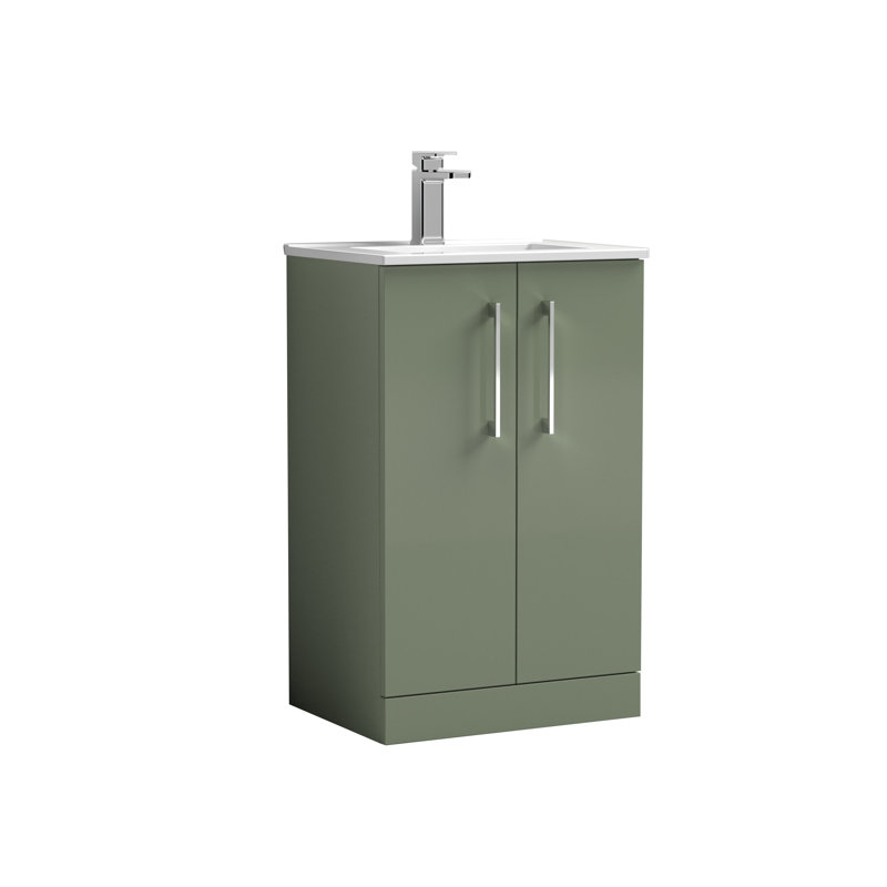 Arno 500mm Single Bathroom Vanity with Integrated Vitreous China Basin, Satin Green