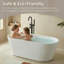 Baignoire autoportante en pierre 71 po, élégante baignoire ovale autoportante, baignoire en surface solide, blanc mat, certifié Cupc, trop-plein encastré et bonde escamotable-121542258