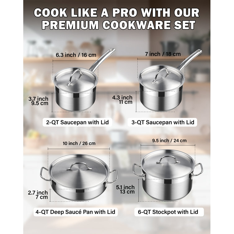 Cooks Standard Professional Grade 8 qt. Stainless Steel Stock Pot