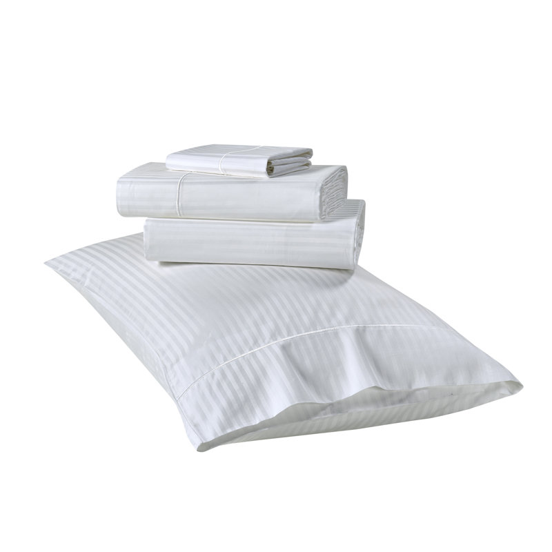 Ensemble de draps 100% coton à longues fibres 500 fils Kathy Ireland Heirloom (4 pièces), Blanc