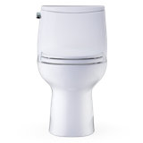TOTO Ultramax One-Piece Round 1.6 GPF Universal Height Toilet with CEFIONTECT and SS113 SoftClose Seat, Cotton White - MS603113CSFG#01