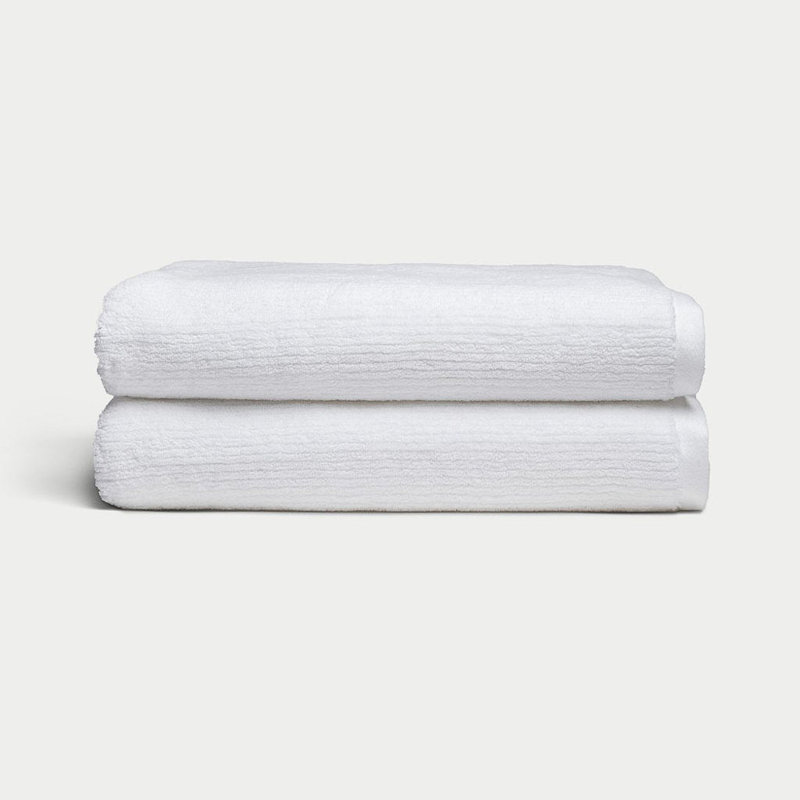 Ribbed Terry Bath Sheets, White