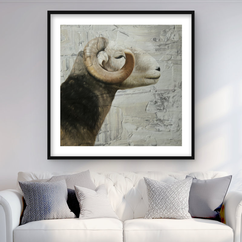 Aries - Reproduction matte encadrée rustique pour la décoration intérieure, H 36 po x l 36 po, Noir