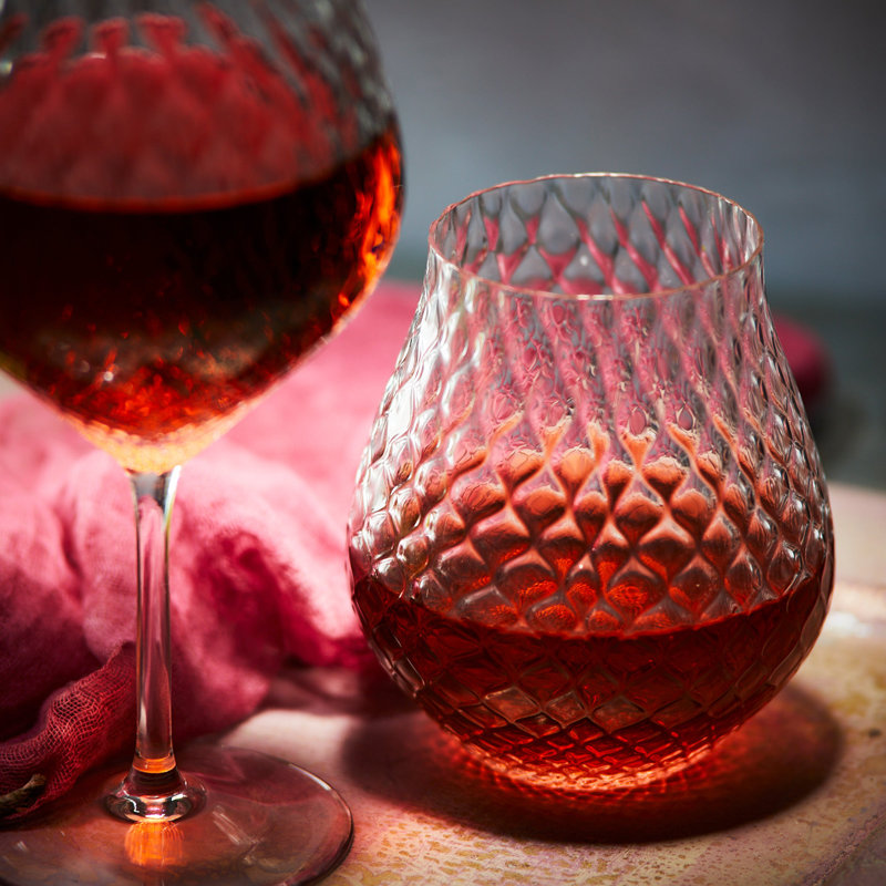 Phoebe Handmade Crystal Stemless Wine Glass, Rose