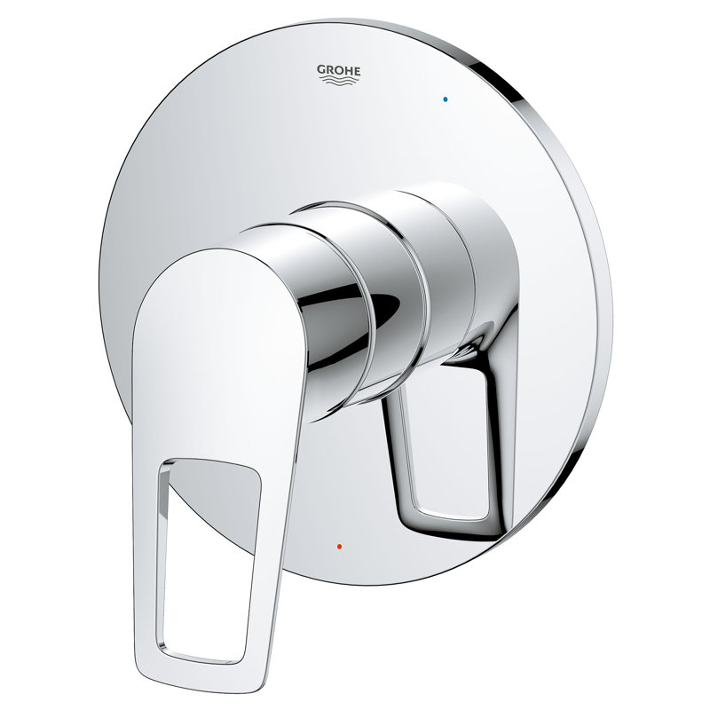 Chrome Wall-Mounted Pressure Balance Valve Trim with Lever