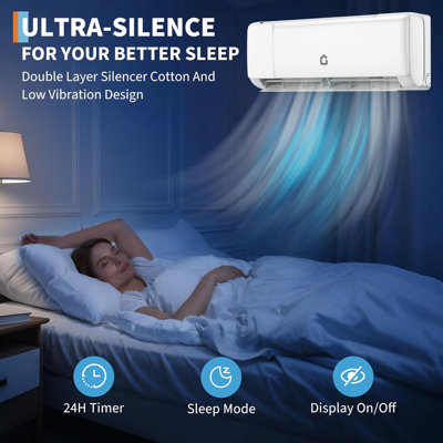 12000 BTU Mini Split Air Conditioner & Heater - Energy Saving 230V SEER2 21 Ductless Wall Mount AC Unit with WiFi, Remote Control & Installation Kit