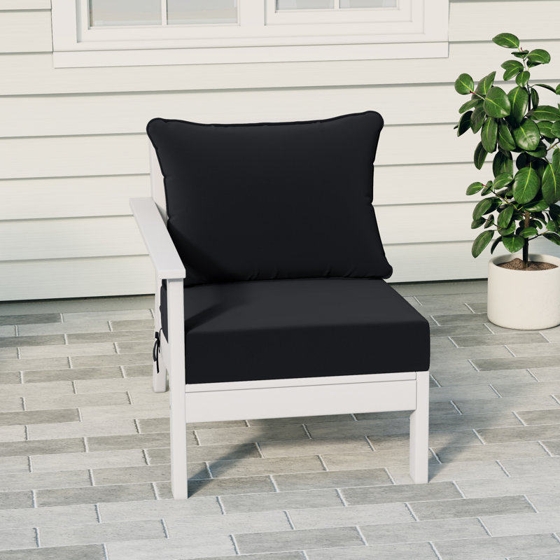 Chaise avec accoudoirs profonds à gauche avec coussins, Noir, noir, noir, noir, White