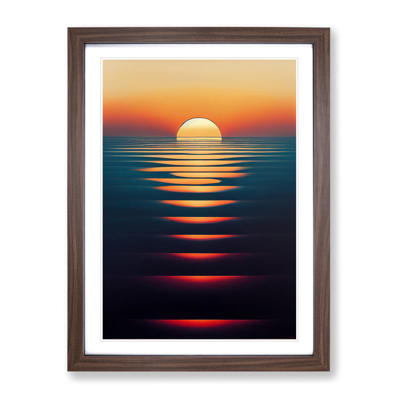 Reflective Sunset - Wall Art, 36cm H x 27cm W, Walnut Framed, White