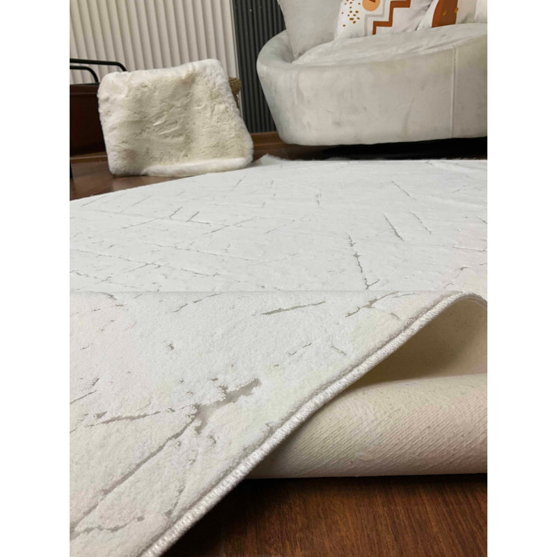 Nesbitt Premium Bamboo Area Rug, 31.5 x 59.1 inches | 100% Antibacterial, Non-Slip Underside, Total Thickness: 0.3 inches | Elegant White Design, Perfect for Living Room & Bedroom | Easy to Clean & Maintain