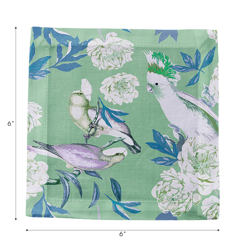 Peony Inspira Cotton Sateen Cocktail Napkins, Tropical