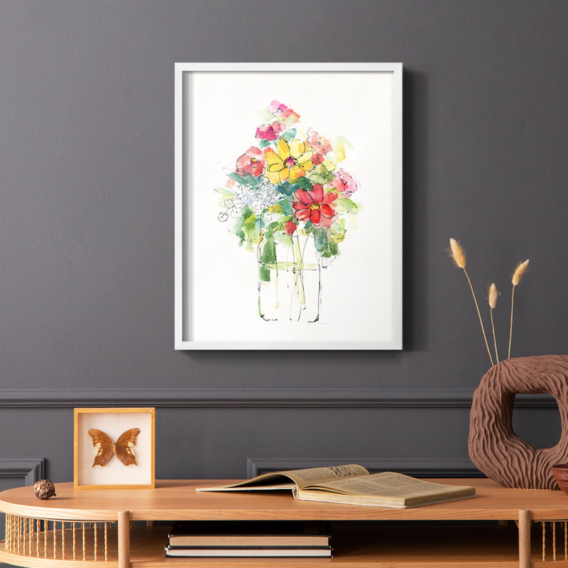«Summer Picks In Jar I», reproduction encadrée - bois massif, Blanc, H 14 po x l 11 po