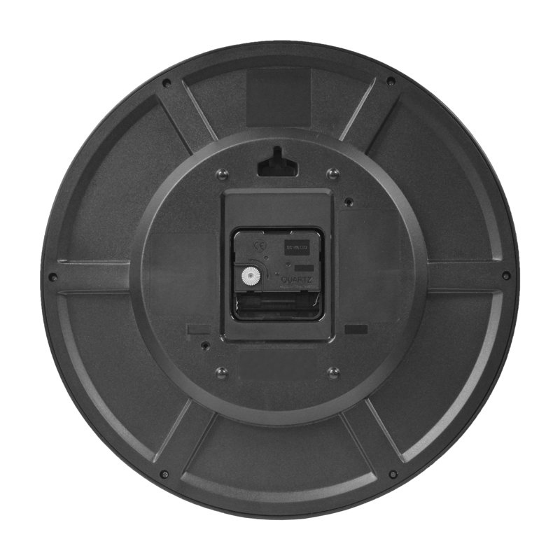 QHA009KLH Wall Clock, Metallic Black, Black
