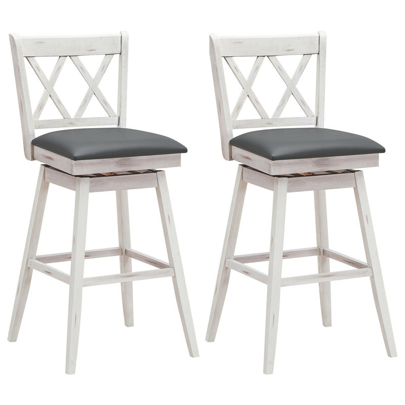 Tabouret de bar et de comptoir Embrey, Blanc / noir, 2, Hauteur de bar (hauteur de siège 29,5 pi)