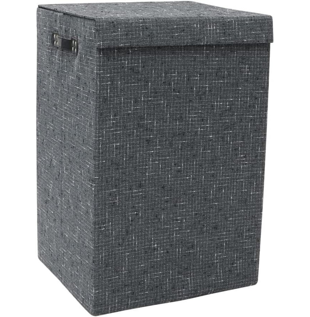 MantraRaj Foldable Laundry Clothes Hamper Lid and Handles 85L Shadow Fabric Laundry Basket